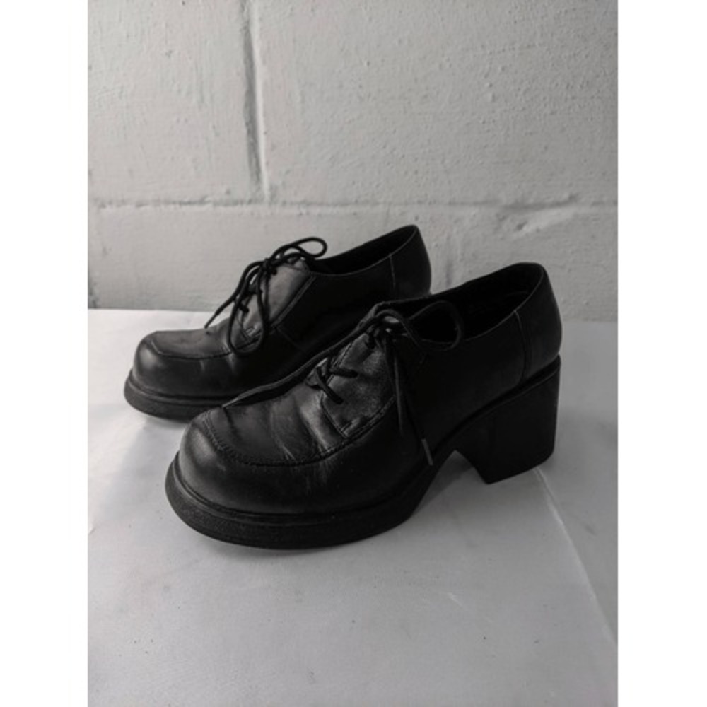 Steve Madden Black Chunky Lace-Up Heels